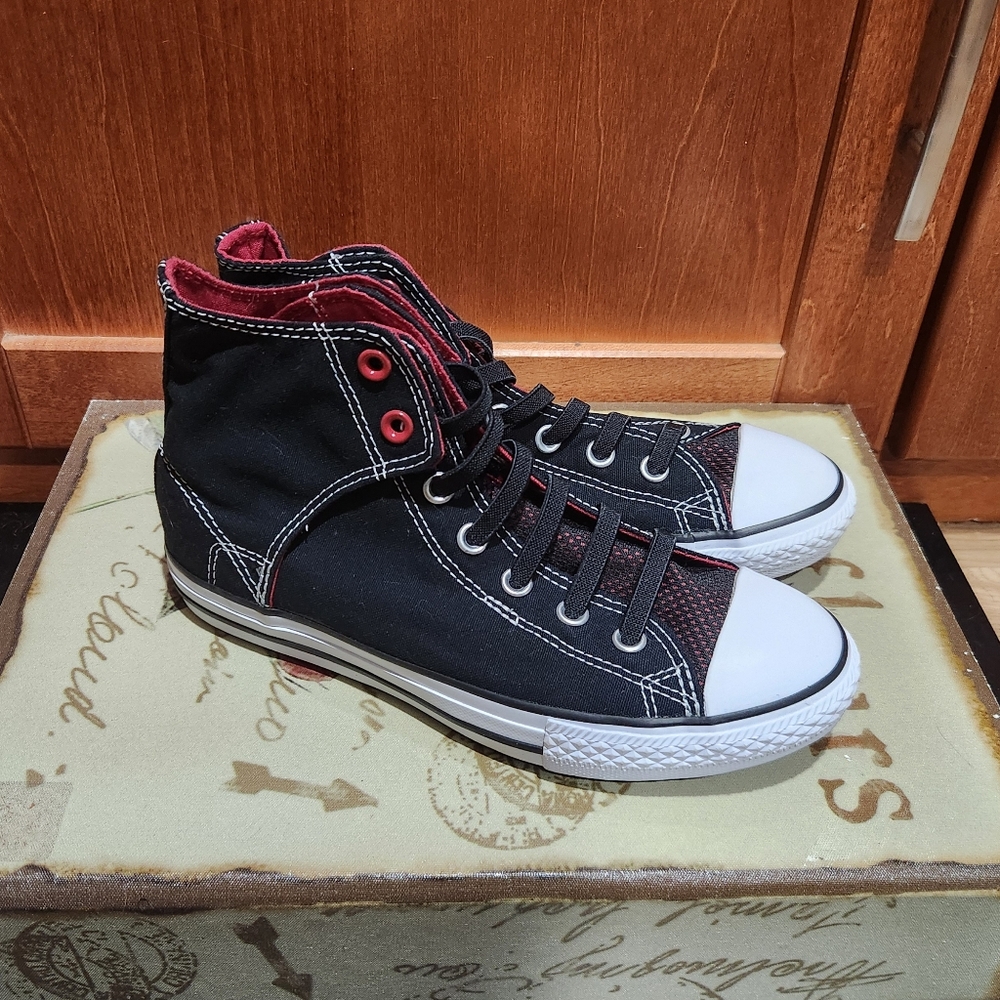 Converse Black and Red High-Top Sneakers